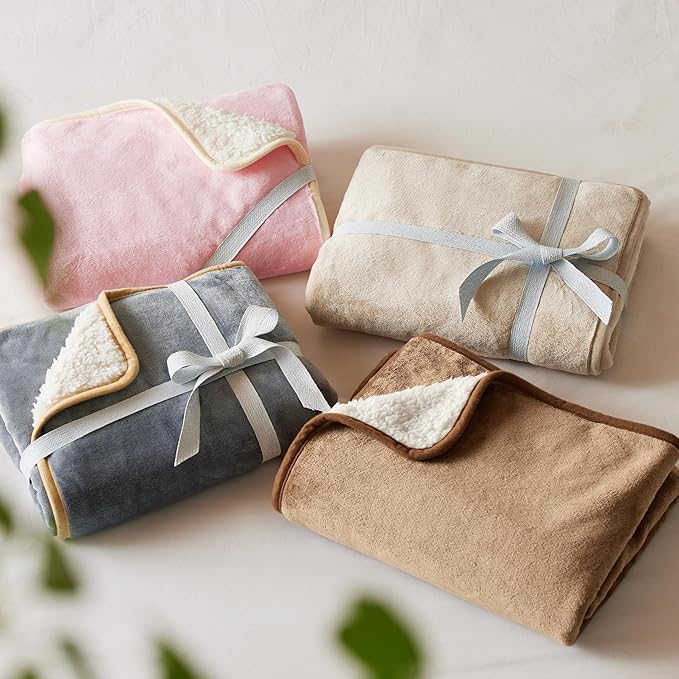 Bedsure Waterproof Dog Blankets for Extra Large Dogs - XL Cat Blanket Washable for Couch Protection, Sherpa Fleece Puppy Blanket, Soft Plush Reversible Throw Furniture Protector, 50x60, Grey