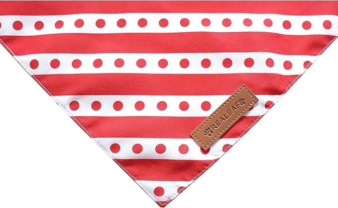 Realeaf Christmas Dog Bandanas 2 Pack, Snowflake and Dot Bandana, Reversible Triangle Scarves for Dogs Cats Pets, Premium Durable Fabric, Adjustable Fit, Multiple Sizes Offered (Small)