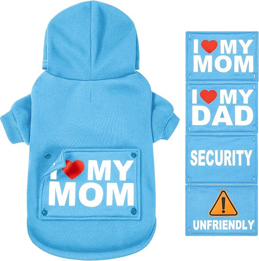 GreenJoy Magic Dog Sweater with 4 Interchangeable Patterns - Dog Hoodie Cold Weather Dog Coat Hooded Sweatshirt for Puppies,Cats, Small Medium Large Dogs (Blue (Letter Print A), X-Large)