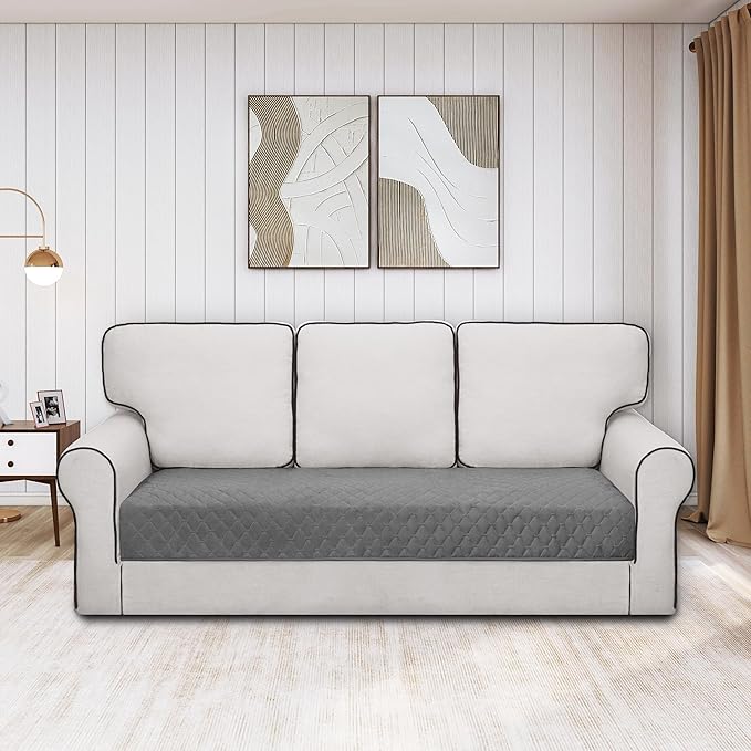 Easy-Going 100% Waterproof Dog Bed Cover Reversible Leak Proof Couch Cover Washable Sofa Cover Furniture Protector Blanket for Pets Kids Children Dog Cat (30x90 Inch, Gray/Light Gray)