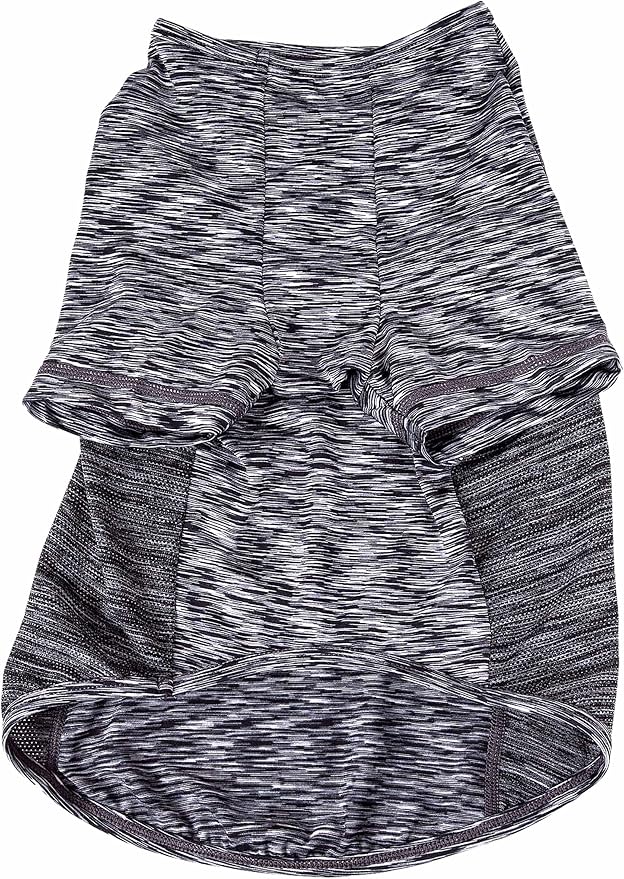 Pet Life ® Active 'Warf Speed' Heathred Dog Fitness and Yoga Pet T-Shirt Dog Clothes - Performance Dog T-Shirt with 4-Way-Stretch, Reflective and Quick-Dry Technology - Summer Dog Shirts