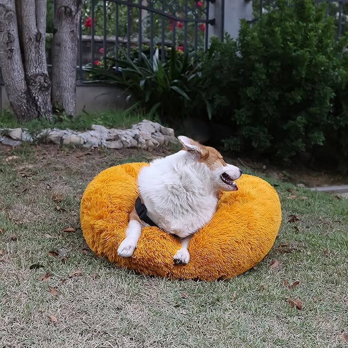 nononfish Pet Beds for Medium Size Dogs Washable Calming Pet Beds with Anti-Anxiety fit 30bls Dogs,30 Inches Orange