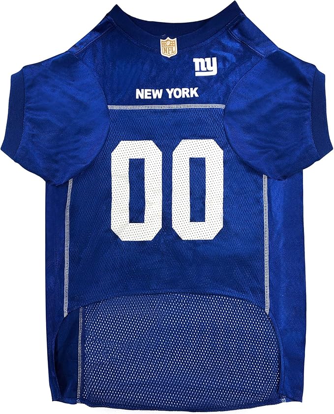 Pets First NFL New York Giants Dog Jersey, Size Large - Best Football Costume for Dogs & Cats - Licensed Shirt