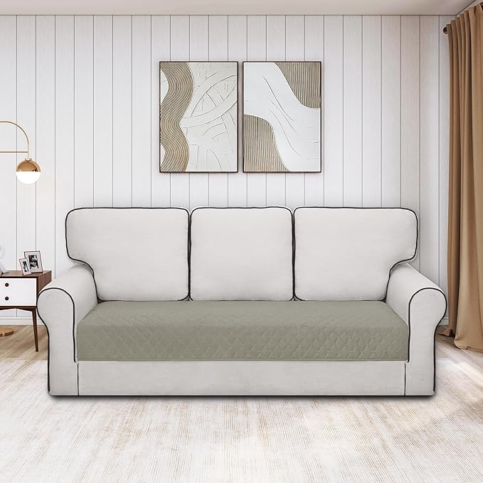 Easy-Going 100% Waterproof Dog Bed Cover Reversible Leak Proof Couch Cover Washable Sofa Cover Furniture Protector Blanket for Pets Kids Children Dog Cat (30x70 Inch, Beige/Beige)