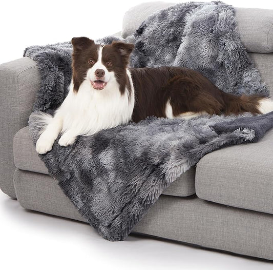 gogobunny Waterproof Dog Blanket for Large Dogs, Cats, Puppy, Reversible Faux Fur Pet Throw Blanket, Washable,Calming Furniture Protection for Sofa Bed (40x50 Inch (Pack of 1), Tie-dye Grey)