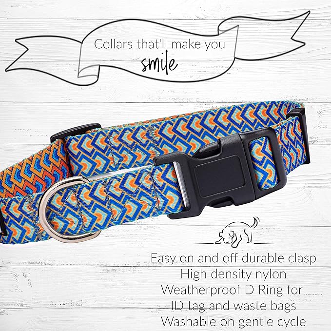 Lucky Love Dog, Bold Matching Dog Collar and Leash Set, Soft & Adjustable, Geometric Pattern Collar and Leash for Male Female Dogs - (Medium, Murphy Combo)