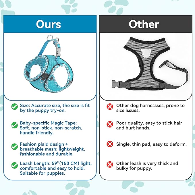 Green Small/Medium Dog Harness and Leash Set - Adjustable No Pull, Reflective, Breathable Mesh, Easy Walk Harness for Puppies, Cats, Hiking, Training