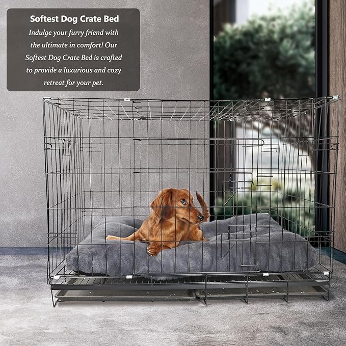 nononfish Dog Crate Pad 30x19 Washable for Medium Size Dogs Extra Soft 30 inch Crate Bed for Kennel or Cage with Anti-Slip Bottom Puppy Sleeping Mat Ease Pet Anxiety & Provides The Perfect Sleep