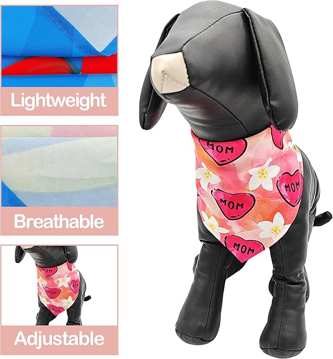 10PCS Mother’s Day Dog Bandanas for Extra Large XL XXL Triangle Bibs Head Scarves for Boys Girls Grooming Accessories Costume