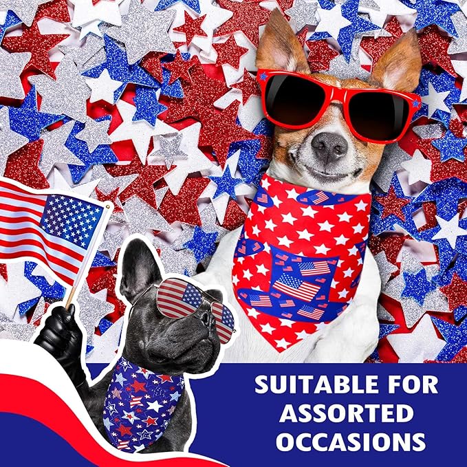 Eccliy 20 Pcs 4th of July Dog Bandanas for Pets Memorial Day Dog Bandanas Gifts Independence Day Pet Scarf Washable Triangle Bibs American Flag Patriotic Adjustable Pet Kerchief for Cat