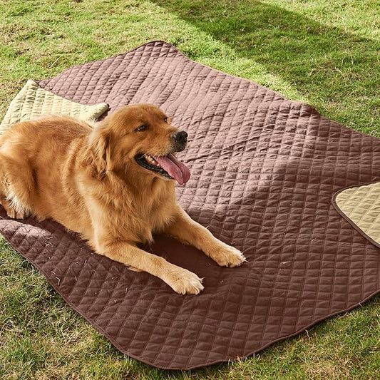 NICETOWN Waterproof Reversible Dog Bed Cover Pet Blanket Sofa, Couch Cover Mattress Furniture Car Stains Fur Protector for Dog, Pet, Cat(52" Wide x 82" Long, Chocolate/Sand, Pack of 1