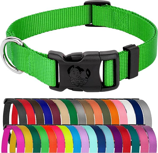 Country Brook Petz - American-Made Dog Collar for Large, Medium, and Small Dogs and Puppies - Deluxe Heavy Duty Nylon in 33 Dazzling Colors (Extra Large, 1 Inch Wide, Hot Lime Green)