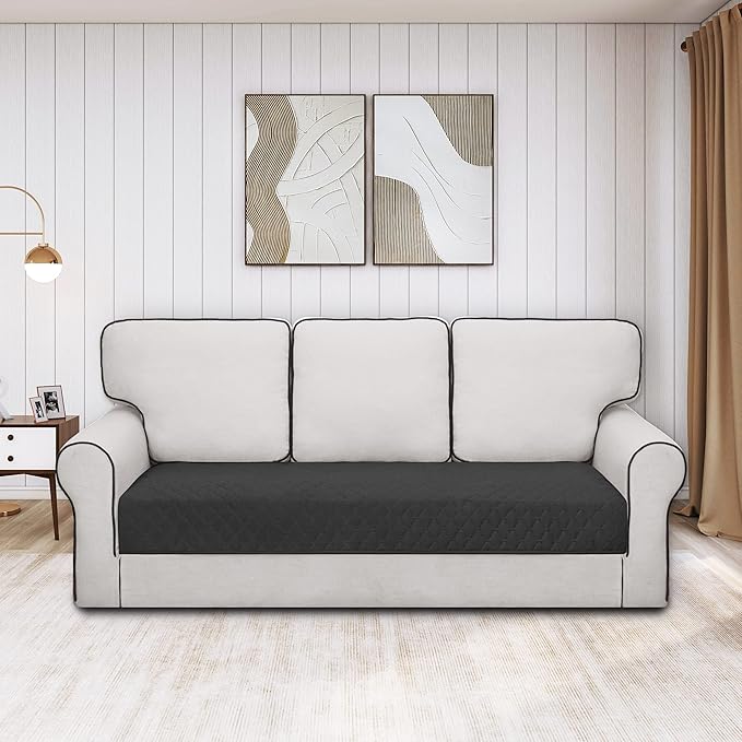 Easy-Going 100% Waterproof Dog Bed Cover Reversible Leak Proof Couch Cover Washable Sofa Cover Furniture Protector Blanket for Pets Kids Children Dog Cat (30x53 Inch, Dark Gray/Beige)