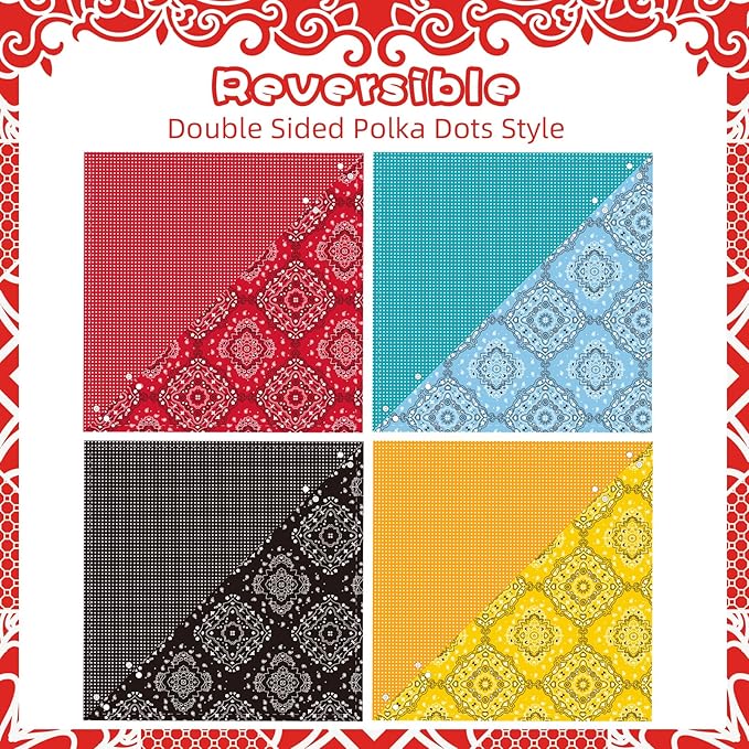 PAWCHIE Dog Bandanas Small Reversible Styles Pet Triangle Scarf Bibs - Adjustable with Two Snaps - Kerchief Set Accessories for Dogs, Puppy, Cats, L