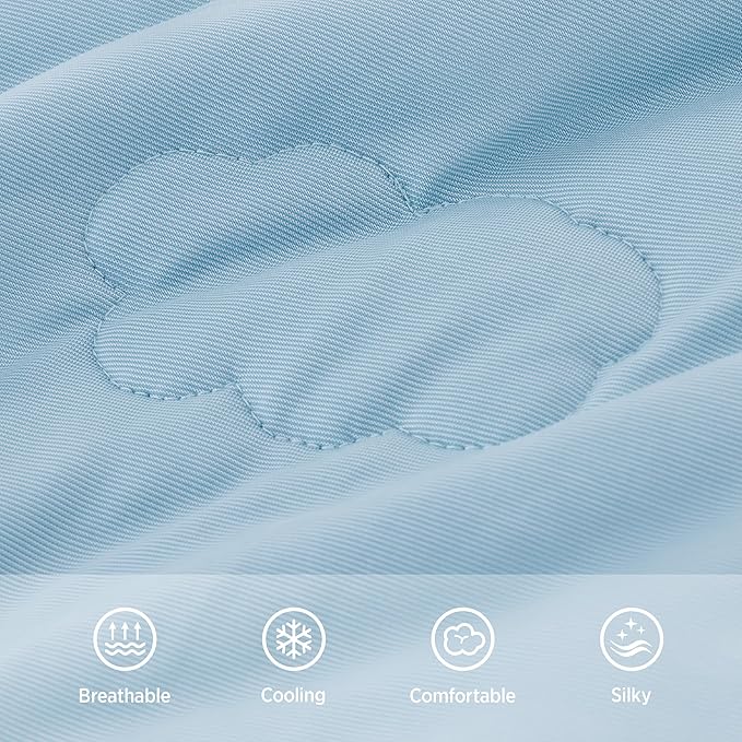 Lesure Premium Extra Large Dog Cooling Throw Blanket - Washable Pet Mat with Q-MAX>0.4, Durable Self Cooling Summer Blanket for Hot Weather, Blue, 50x60