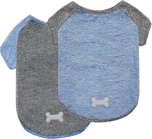 KYEESE 2 Pack Dog Shirts Raglan Sleeve Quick Dry Lightweight Stretchy Dog T-Shirts with Reflective Label Puppy Shirts for Small Dogs