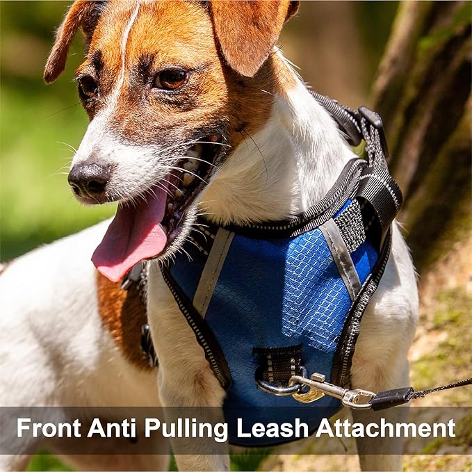 No Pull Dog Harness, Reflective Walking Dog Harness with Easy Control Handle and Front & Back Clips,Adjustable Breathable Soft Padded Dog Vest Harness for Beagle Dog,Blue,M