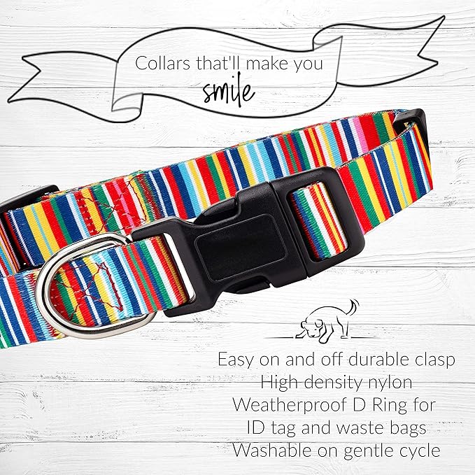 Lucky Love Dog - Easy Click Buckle Dog Collar with Leash Set Combo, Durable & Comfortable for Male & Female Dogs, Pet Collar for Small to Large Dogs, Secure Fit - Hippie Combo, Small
