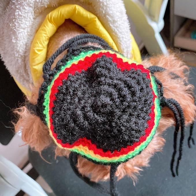 Dog Knitted Hat with Dreadlocks,Dog Winter Woolen Cap Cool Cat Headwear Puppy Costume Cosplay Hat Party Accessories for Christmas Pet Birthday Holiday