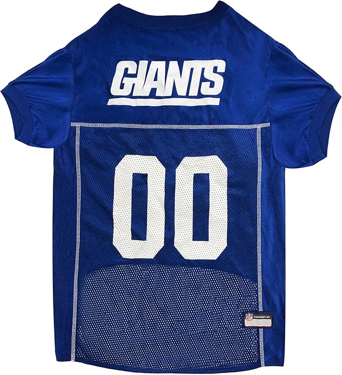 Pets First NFL New York Giants Dog Jersey, Size Large - Best Football Costume for Dogs & Cats - Licensed Shirt