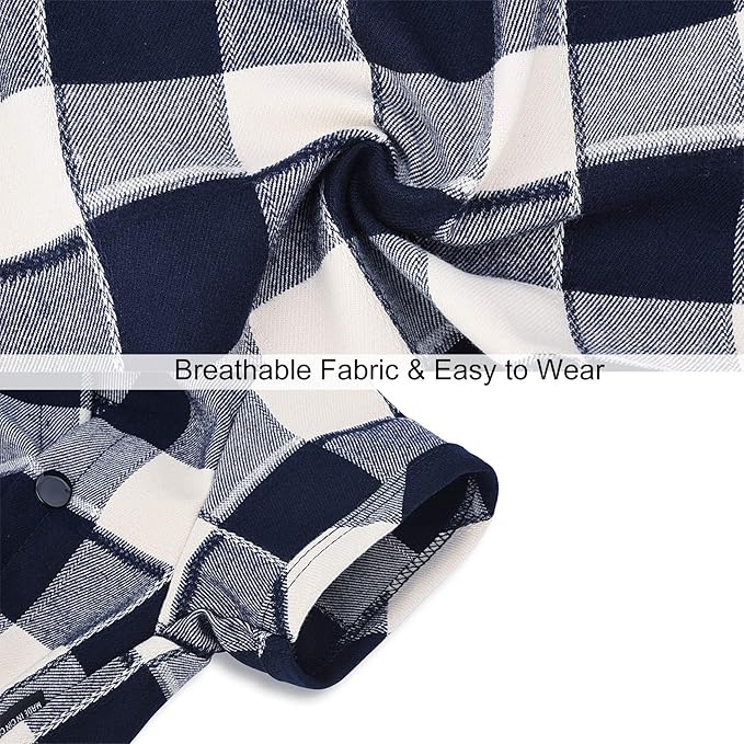 Dog Shirt Plaid Puppy Clothes for Small Medium Large Dogs Cats Boy Girl Kitten Soft Pet T-Shirt Breathable Tee Outfit Adorable Grid Apparel Halloween Thanksgiving [Blue#1; XS]