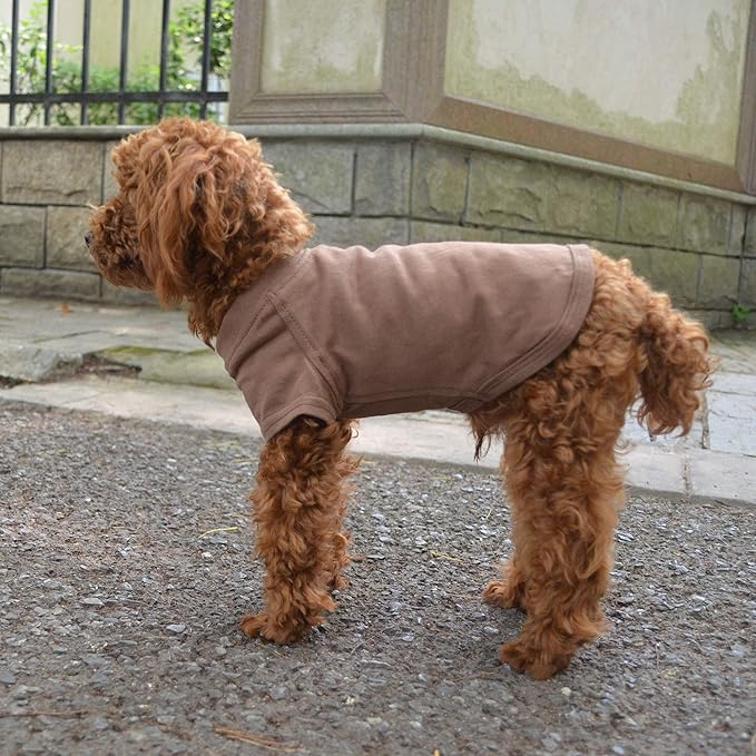 Lovelonglong Pet Clothing Dog Costumes Basic Blank T-Shirt Tee Shirts for Small Dogs Coffee XS