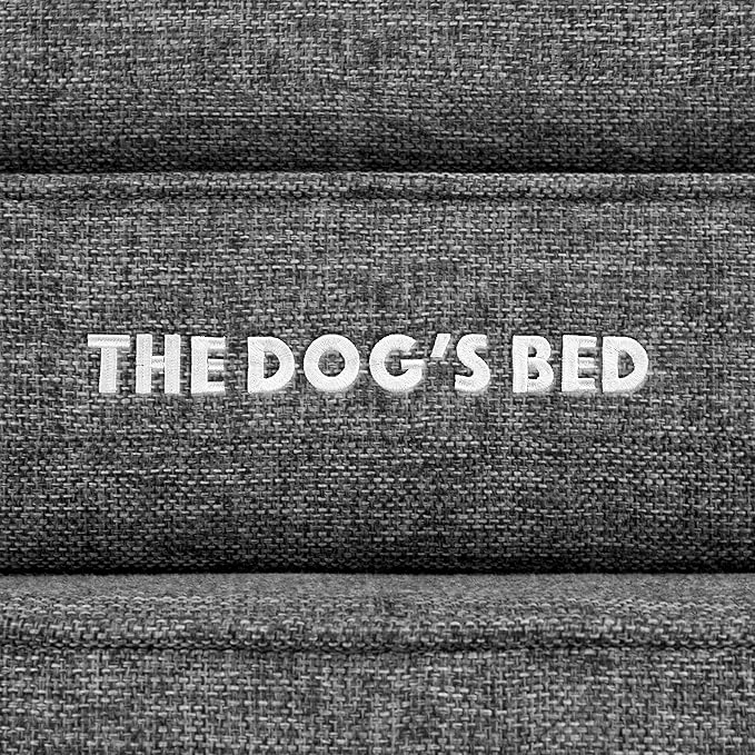 The Dog’s Bed Orthopedic Memory Foam Dog Bed, Small Grey Poly-Linen 28x19 Pain Relief for Arthritis, Hip & Elbow Dysplasia, Post Surgery, Supportive, Calming, Waterproof Washable Covers