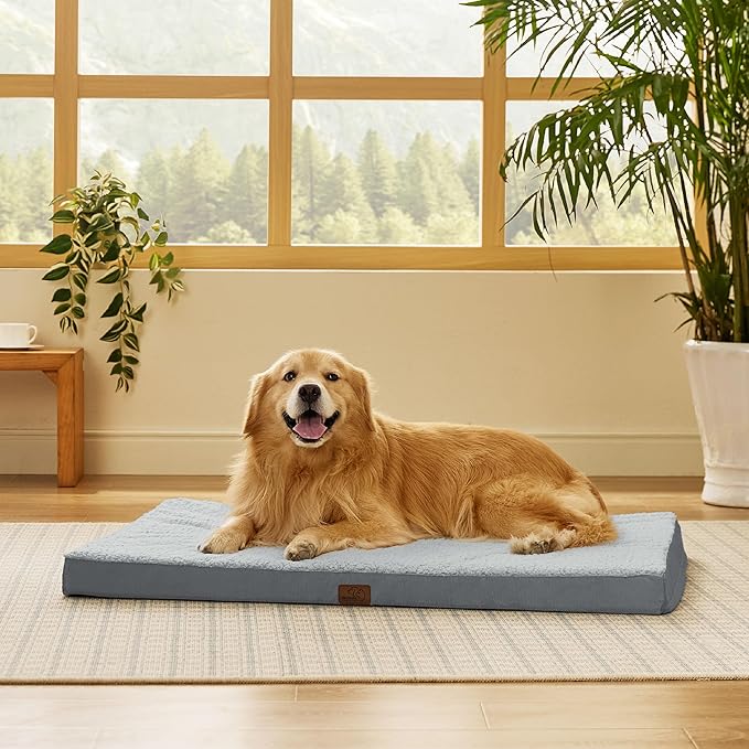 Bedsure XL Dog Bed Large Sized Dog -Orthopedic Waterproof Extra Large Pet Beds with Removable Washable Cover, Egg Crate Foam Mat, Suitable for Pet Up to 100 lbs