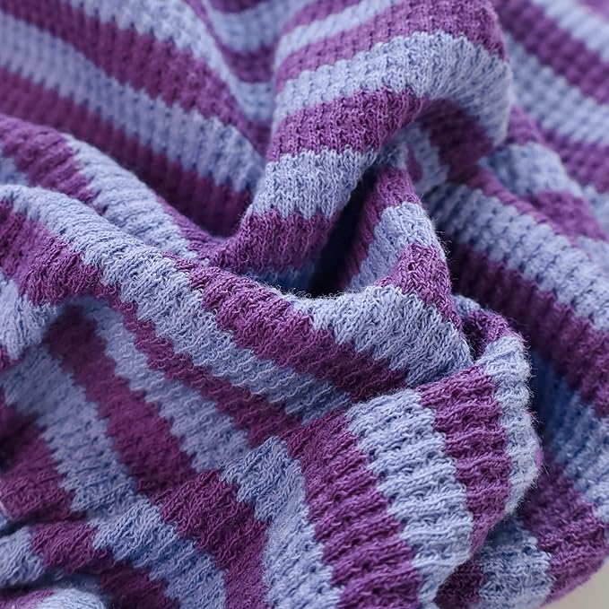 Fitwarm Purple and Violet Striped Dog Pajamas, Waffle Dog Clothes for Small Dogs Girl Boy, Puppy Onesie with Feet, Pet Cat Outfit, Medium