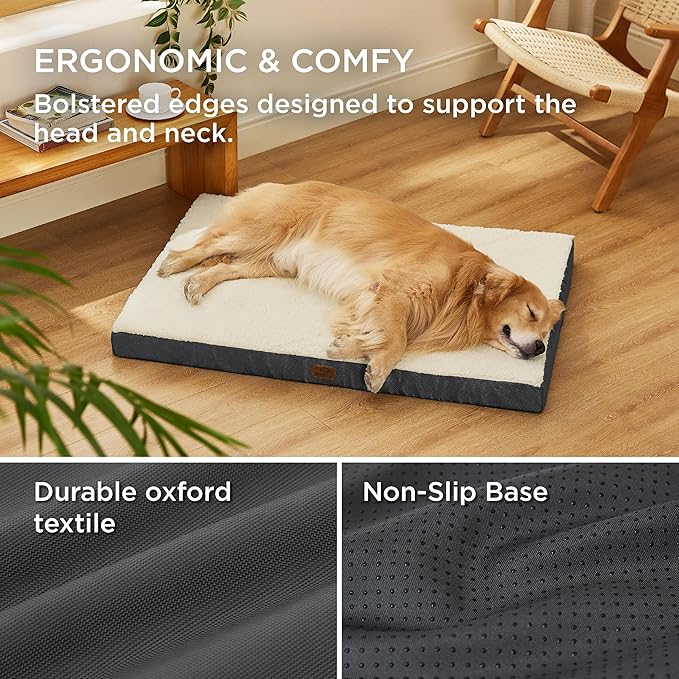 Bedsure XL Dog Bed Large Sized Dog -Orthopedic Waterproof Extra Large Pet Beds with Removable Washable Cover, Egg Crate Foam Mat, Suitable for Pet Up to 100 lbs