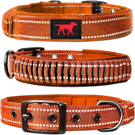 Heavy Duty Dog Collar with Handle | Ballistic Nylon Heavy Duty Collar | Padded Reflective Dog Collar with Adjustable Stainless Steel Hardware | Convenient Sizing for All Breeds X-Large (19-23" Neck)