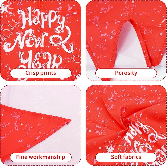10PCS Dog Bandanas Happy New Year for Large Breed Dog XL XXL Kerchief Triangle Bibs Head Scarves for Boys and Girls Grooming Costume
