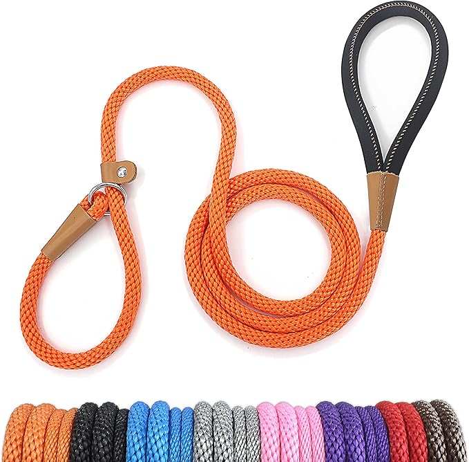 lynxking 5 FT Dog Leash Slip Lead 2 Pack Strong Heavy Duty Braided Dog Training Leash No Pull Training Lead Leashes for Medium Large and Small Dogs