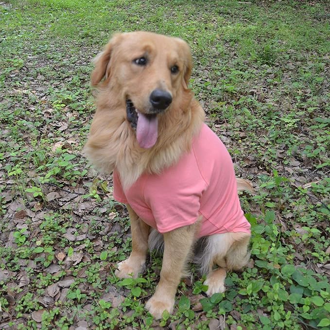 Lovelonglong Pet Clothing Dog Costumes Basic Blank T-Shirt Tee Shirts for Medium Large Dogs Lotus Pink XXL+