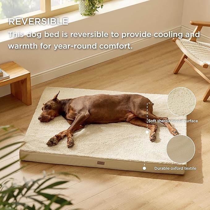 Bedsure XXL Dog Bed for Large Dogs - Orthopedic Waterproof Giant Pet Beds with Removable Washable Cover, Jumbo Egg Crate Foam Mat, Suitable for Pet Up to 150 lbs