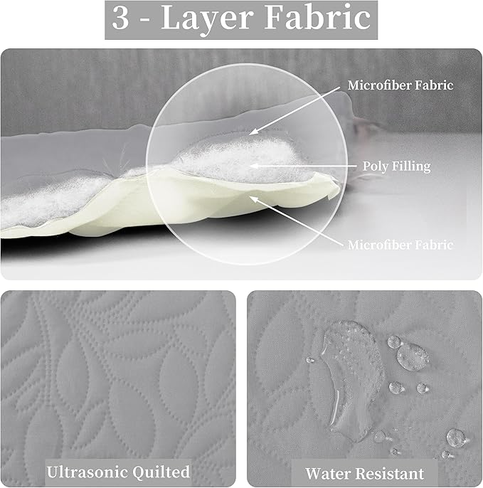 Easy-Going Waterproof Dog Bed Cover Reversible Leak Proof Pet Blanket Replacement Mat for Furniture Washable Couch Cover Sofa Cover for Dogs Cat(68x86 Inch, Light Gray/Ivory)