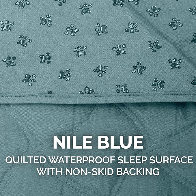 Furhaven Waterproof & Non-Slip King Size Mattress Cover Protector for Dogs & Cats, Washable, For Beds, Couches, & Car Seats - Quilted Twill Blanket Mattress Cover - Nile Blue, Jumbo/King Size