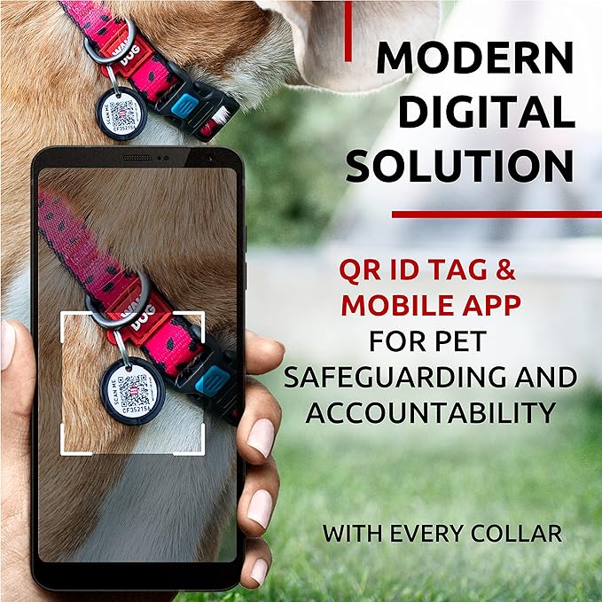 WAUDOG Nylon Dog Collar - Adjustable Dog Collar for Large Dogs, Small & Medium Dogs - Breakaway Puppy Collars for Large Breed Dogs - Boy & Girl Dog Collars with Durable Plastic Buckle and QR Dog Tag