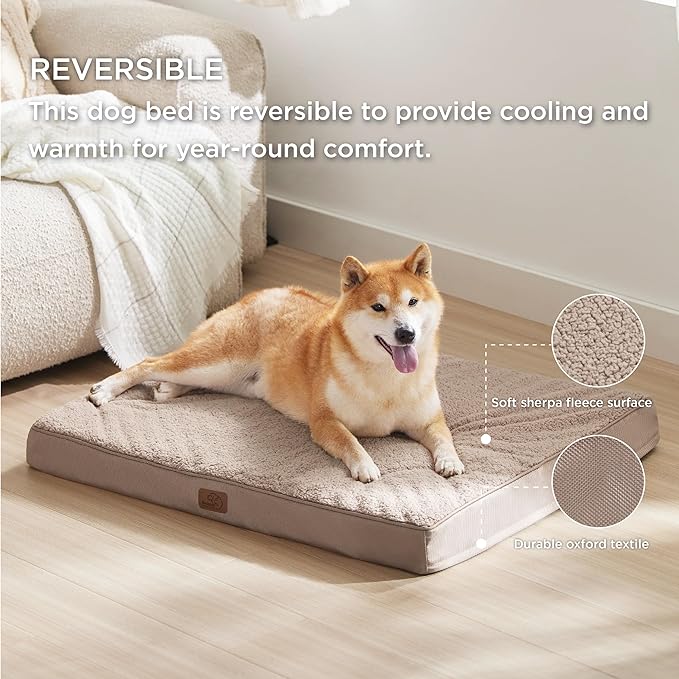 Bedsure Dog Bed for Large Dogs - Orthopedic Waterproof Puppy Beds with Removable Washable Cover, Egg Crate Foam Pet Mat, Suitable for Pet Up to 65 lbs