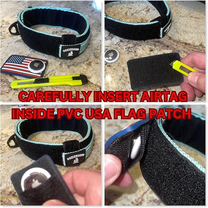 Tactical Dog Collar 2 Inch Wide Thick Heavy Duty Military Style with Metal Buckle, Adjustable for Medium - Large Breeds, Durable K9 Training Gear with Patch Area, USA Flag Patch, Strong and Secure Fit