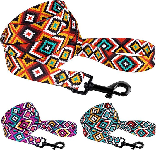 CollarDirect Aztec Dog Leash Nylon Tribal Pattern Cat Pet Leashes for Small Medium Large Dogs Puppy Lead 5 FT Long for Walking (Aztec Sunset, M)