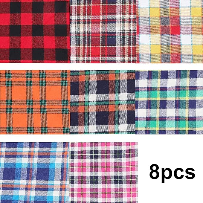 8 Pack Triangle Dog Bandanas, Reversible Plaid Painting Bibs Scarf, Washable Christmas Dog Bandanas Apparel & Accessories Kerchief Set