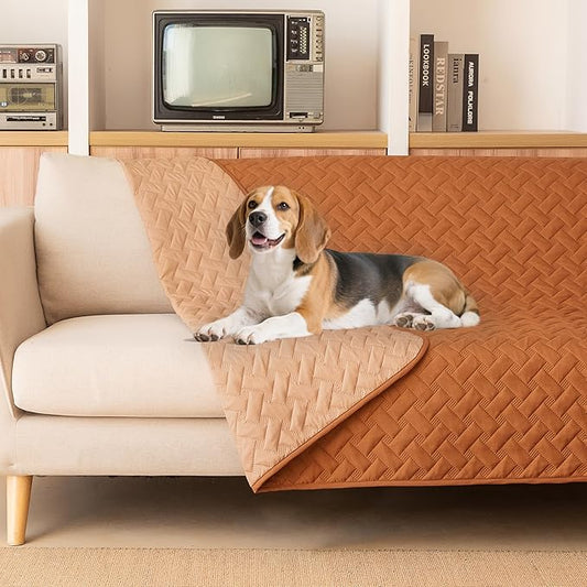 gogobunny 100% Double Sided Waterproof Dog Blanket Soft Pet Bed Cover Reversible Protect Furniture Couch Sofa Car for Puppy Cat Kids (Dark Pumpkin/Light Pumpkin, 52x82 Inch (Pack of 1))