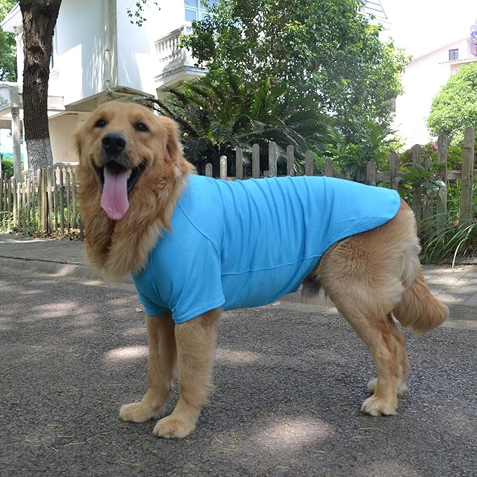 Lovelonglong Pet Clothing Dog Costumes Basic Blank T-Shirt Tee Shirts for Large Dogs Lake-Blue XXXXL