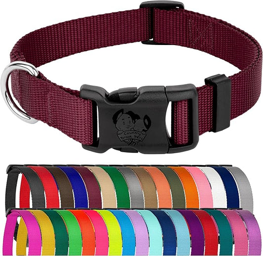 Country Brook Petz - American-Made Dog Collar for Large, Medium, and Small Dogs and Puppies - Deluxe Heavy Duty Nylon in 33 Dazzling Colors (Medium, 3/4 Inch Wide, Burgundy)