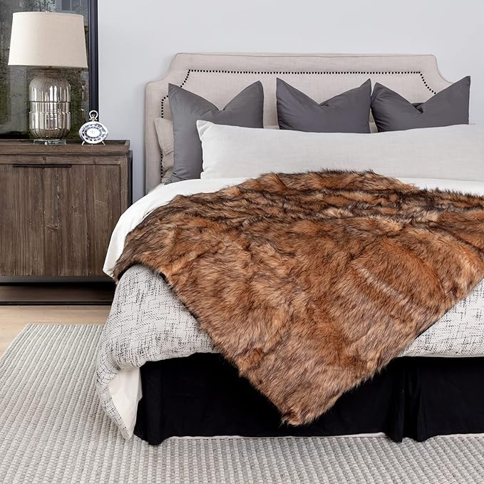 Waterproof Faux Fur Dog Blanket - Waterproof Dog Blanket for Bed, Couch or Dog Crate - Tan [50"x60"]