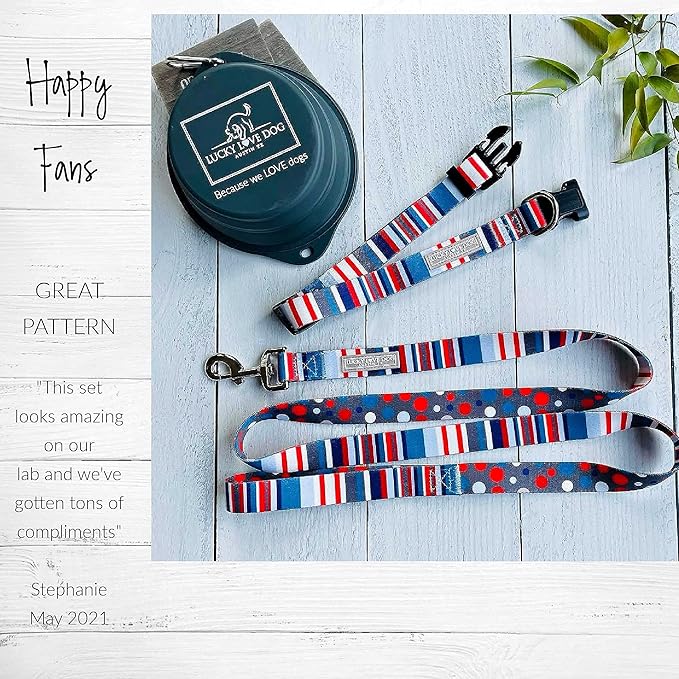 Lucky Love Dog - Adjustable Dog Collar and Leash Set with Easy Click Buckle for Small to Large Dogs, Durable, & Comfortable Collar for Male & Female Dogs, Puppies & Adult Ones - Linus Combo, XS