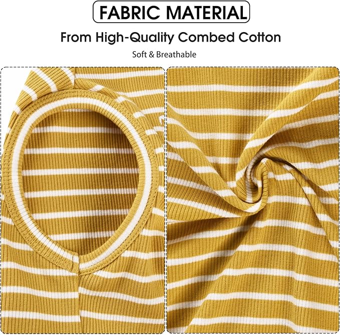 Koneseve Dog Shirt Vest Lightweight Stretchy Dog T-Shirts Soft Cool Shirts Sleeveless Stripe Vests Breathable Clothes for Puppy Kitty Cats Small Medium Large Dogs 2 Pack Yellow + Light Grey [ 3XL ]