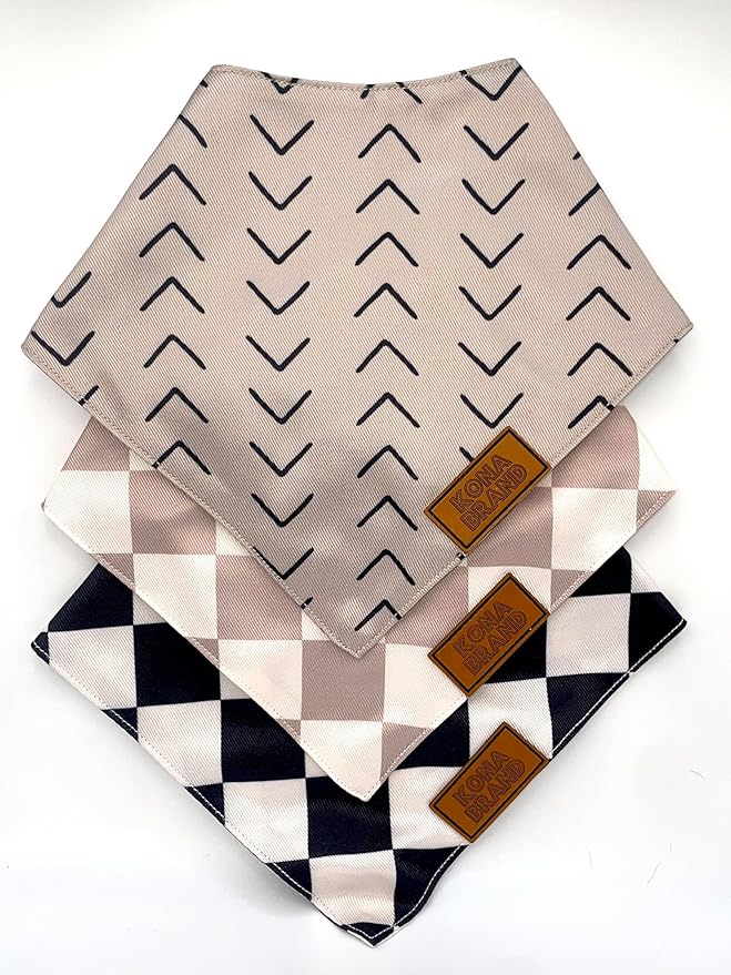 KonaBrandCo- Premium Handmade Dog Bandana | Dual Layered Silky Durable Polyester Fabric | Adjustable Fit Custom Shape- Won't Roll (Small, COOPER)