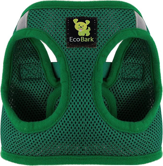 EcoBark Small Dog Harness for Toy Breed Dogs & Puppies - No Pull Soft Luxury Mesh - Step in Harness Halter Vest - Cute Adjustable Little Halter Body Wrap 7-10 lbs (Small, Forest Green)